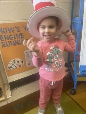 Girl in Dr Seuss Hat